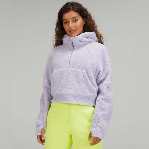 Lululemon Scuba Oversized Half-Zip Fleece Hoodie in Faint Lavender - size M/L - Picture 3 of 10